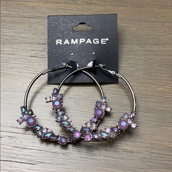 Rampage Jewelry - 🎈NEW! Rampage pewter hoops with purple stones